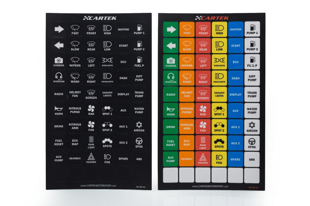 Cartek Power Distribution Panel Label Set (Standard) - Attacking the Clock Racing