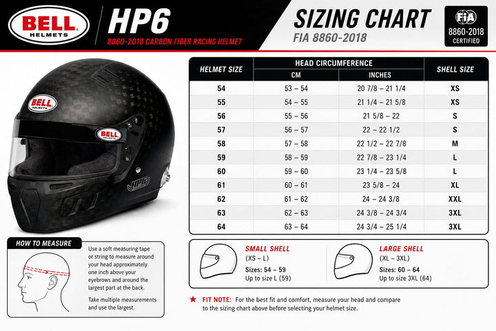 Bell HP6 8860-2018 Carbon Fiber Helmet