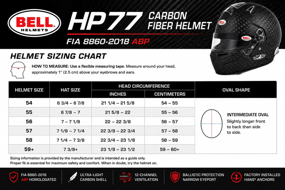 Bell HP77 8860-2018 Carbon Fiber Helmet