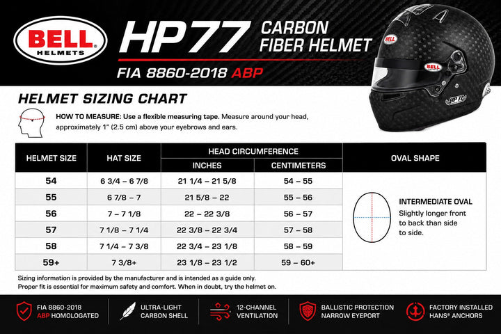 Bell HP77 8860-2018 Carbon Fiber Helmet