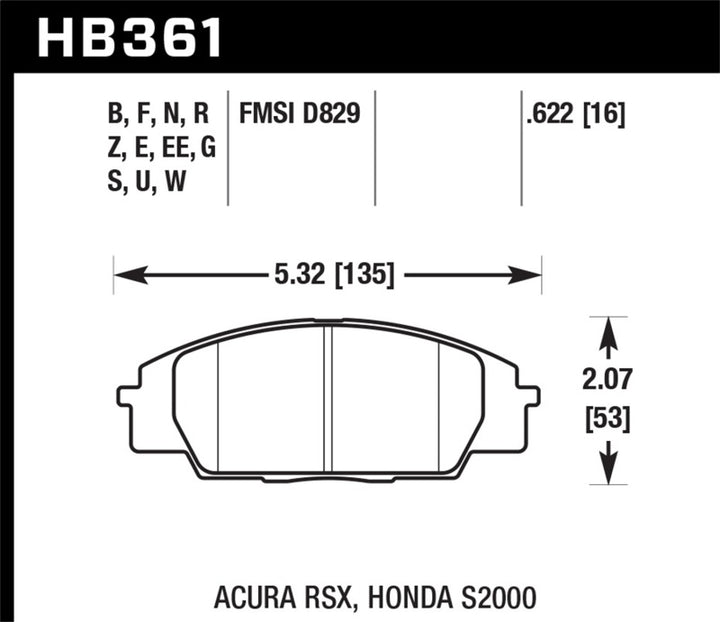 Hawk 02-06 RSX Type S / 06-11 Civic Si / 00-09 S2000 DTC-60 Front Brake Pads