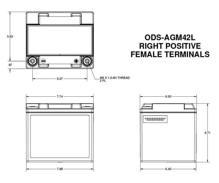Odyssey PC1200 Battery With Terminals ODS AGM42L Mele Design Firm