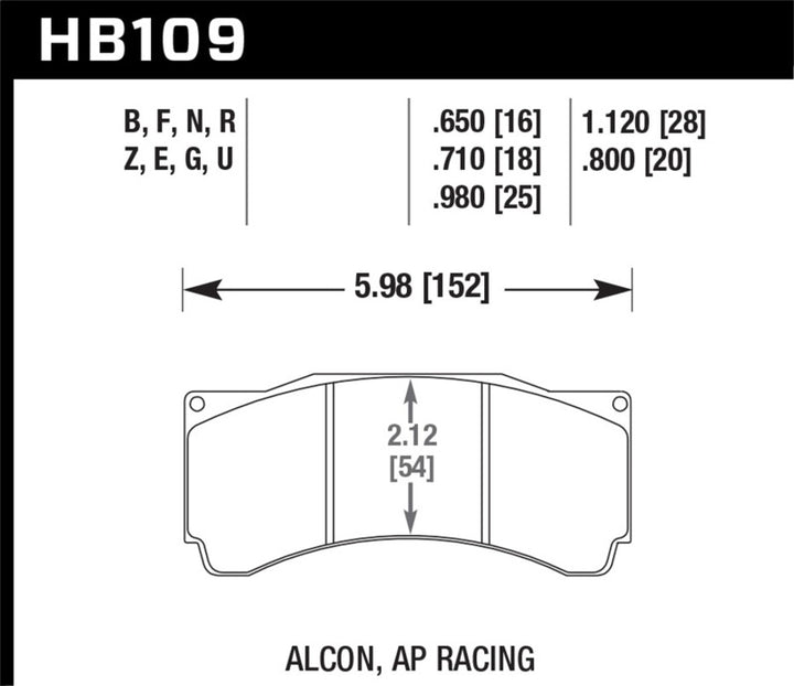 Hawk HPS Street Brake Pads - Alcon AP Racing