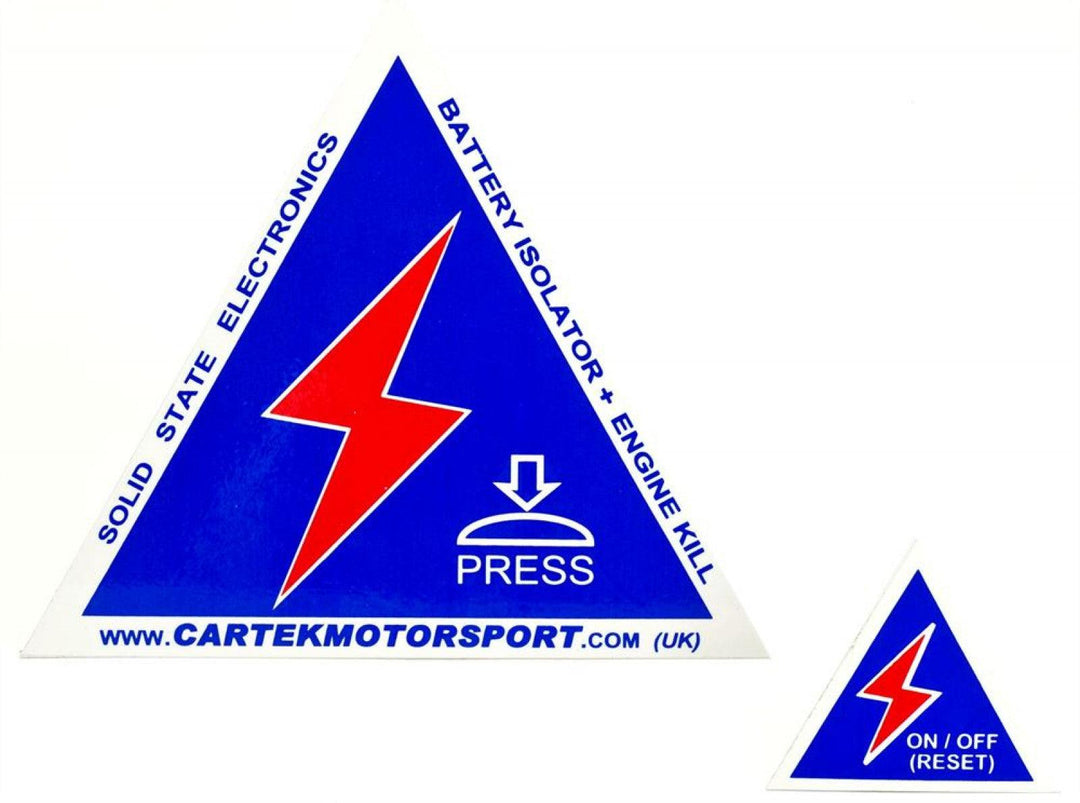 Cartek Battery Isolator Safety Stickers - Attacking the Clock Racing