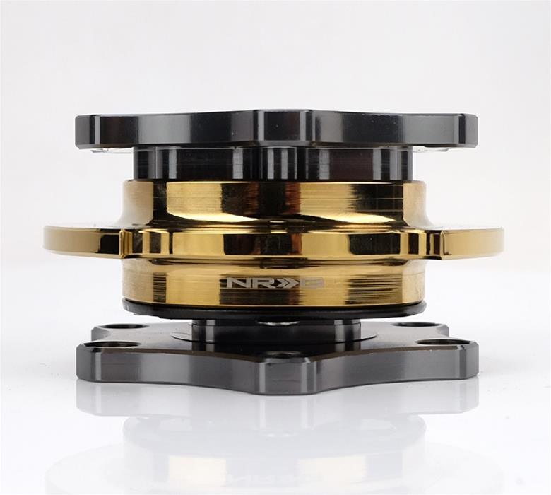 NRG Quick Release SFI SPEC 42.1 - Gun Metal Body / Gold Shiny Ring - Attacking the Clock Racing
