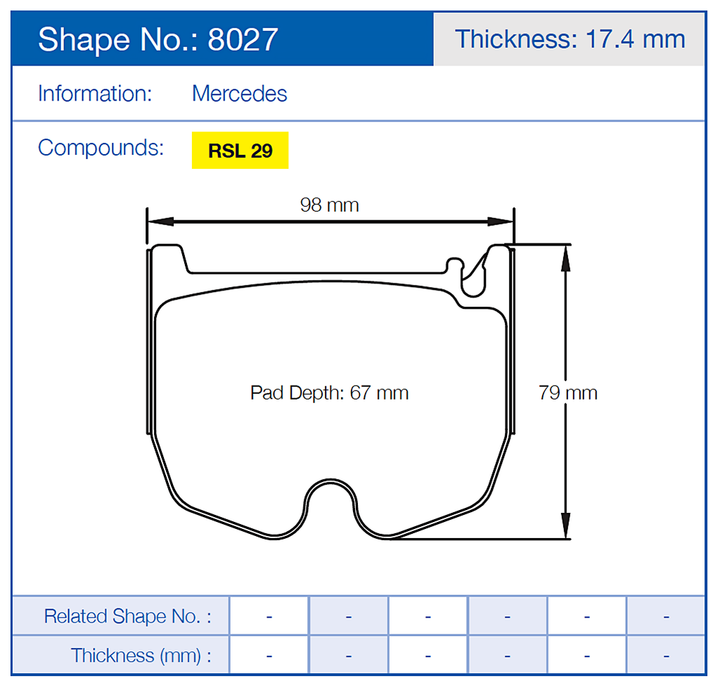 Pagid Racing Brake Pads No. 8027 (Front)