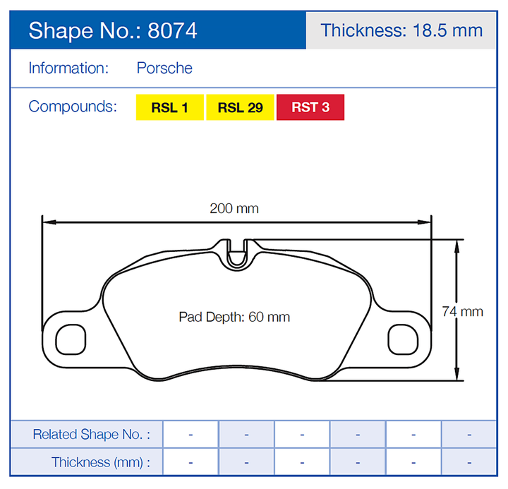 Pagid Racing 8074 Brake Pads