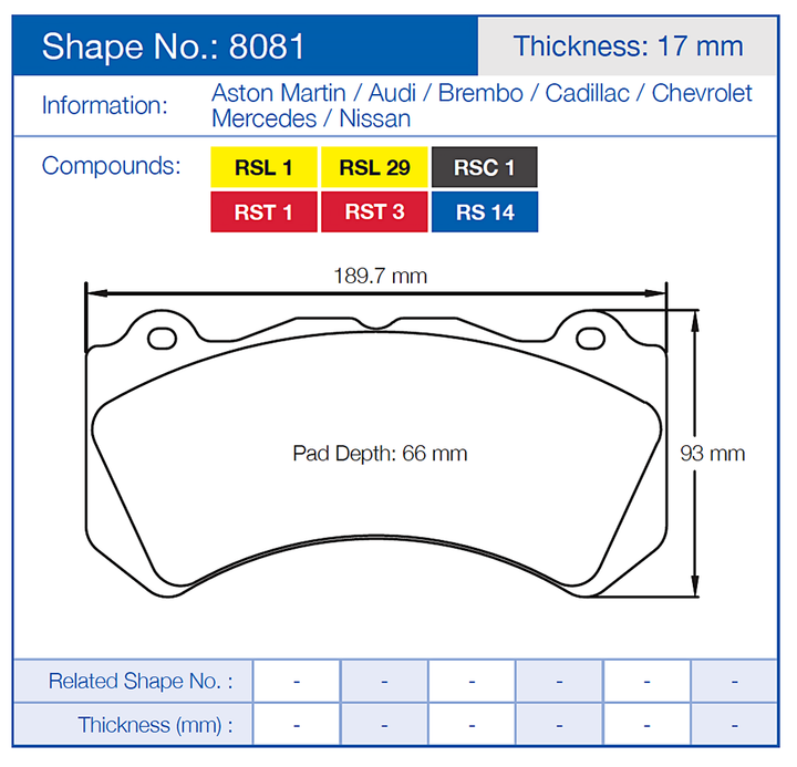 Pagid Racing Brake Pads 8081 (Front)