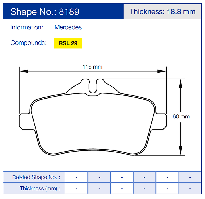 Pagid Racing Brake Pads No. 8189 (Rear)