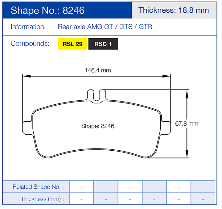 Pagid Racing Brake Pads No. 8246 (Rear)