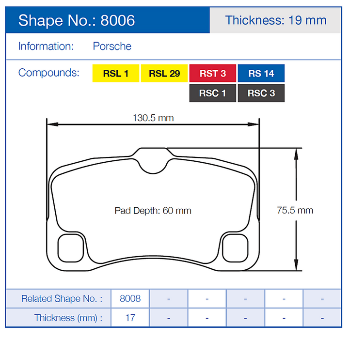 Pagid Racing Brake Pads No.8006 (Rear)
