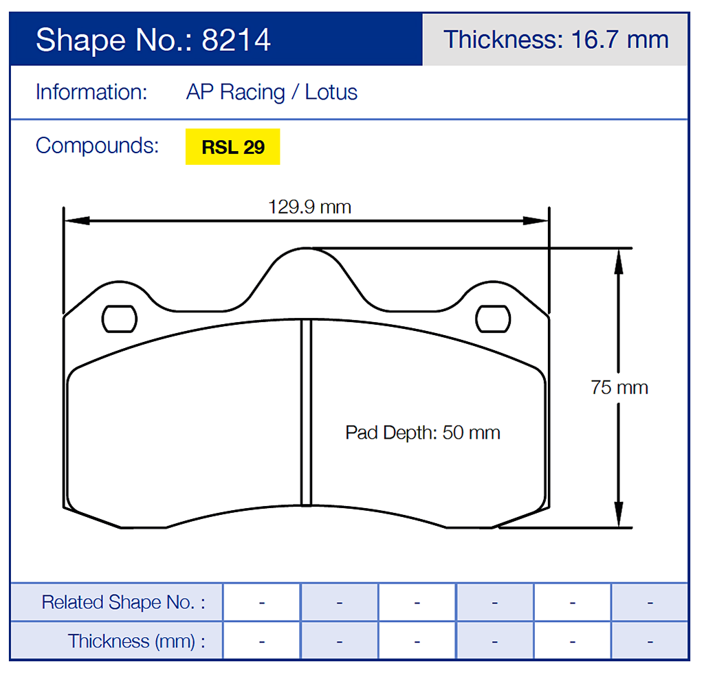 Pagid Racing Brake Pads No. 8214 (Rear)