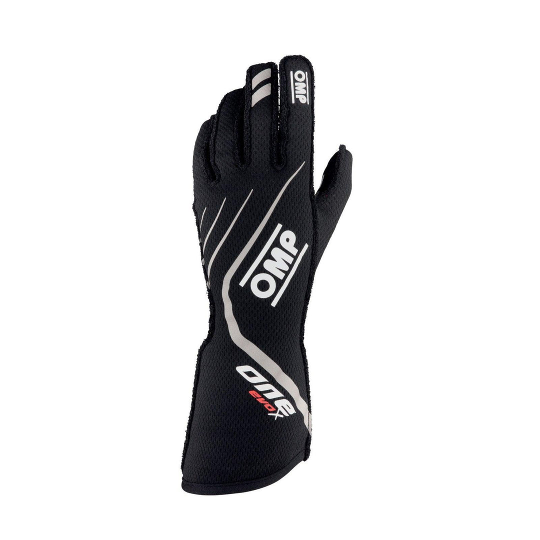 OMP One Evo X Gloves Black Size M - Attacking the Clock Racing
