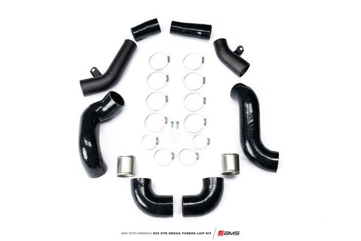 AMS Performance Nissan R35 GTR Omega Turbo Kit 3in Lower Intercooler Pipes - Attacking the Clock Racing