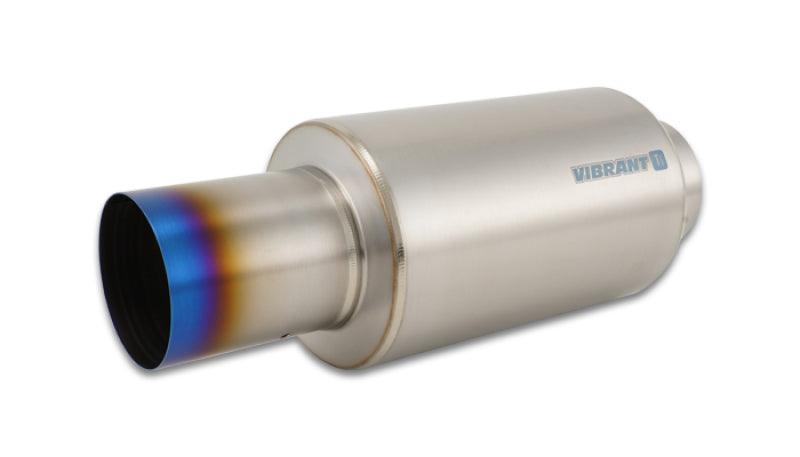 Vibrant Titanium Muffler w/Straight Cut Burnt Tip 4in Inlet / 4in Outlet - Attacking the Clock Racing