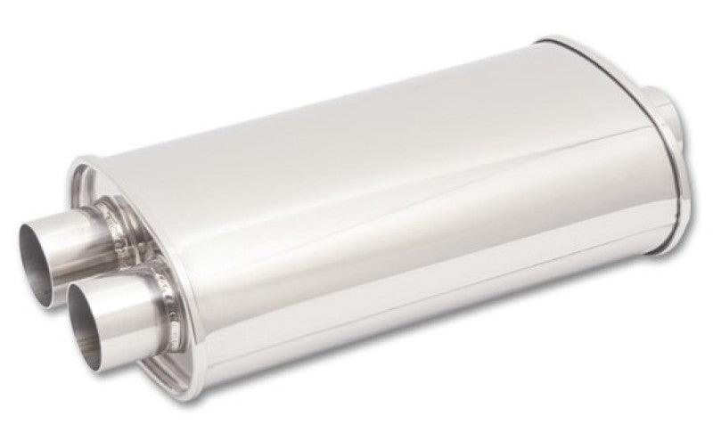 Vibrant StreetPower Oval Muffler 5in x 9in x 15in - 3in inlet/Dual Outlet (Center In - Dual Out) - Attacking the Clock Racing