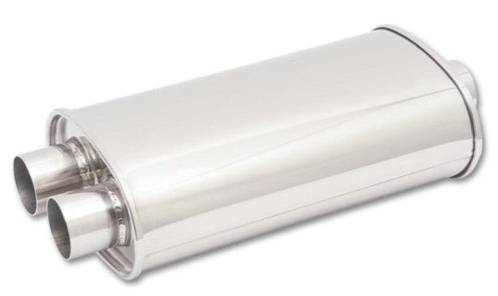 Vibrant StreetPower Oval Muffler 5in x 9in x 15in - 3in inlet/Dual Outlet (Center In - Dual Out) - Attacking the Clock Racing