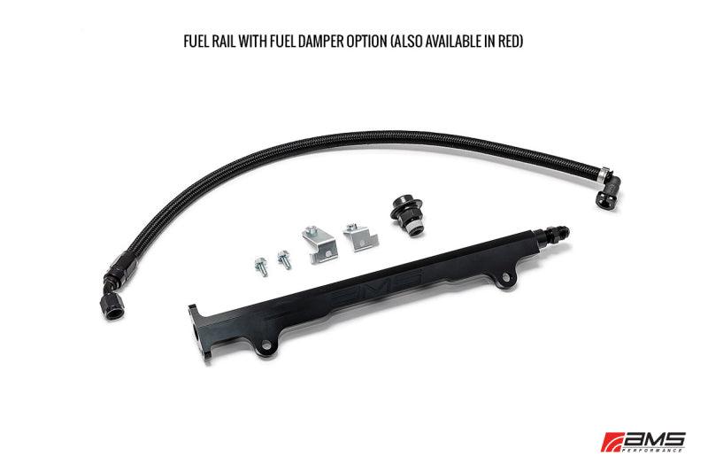 AMS Performance 08-15 Mitsubishi EVO X CNC Machined Aluminum Fuel Rail w/Pulsation Dampener - Black - Attacking the Clock Racing