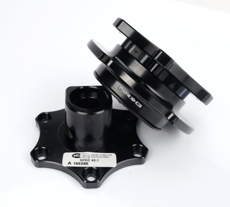 NRG Quick Release SFI SPEC 42.1 - Shiny Black Body / Shiny Black Ring - Attacking the Clock Racing