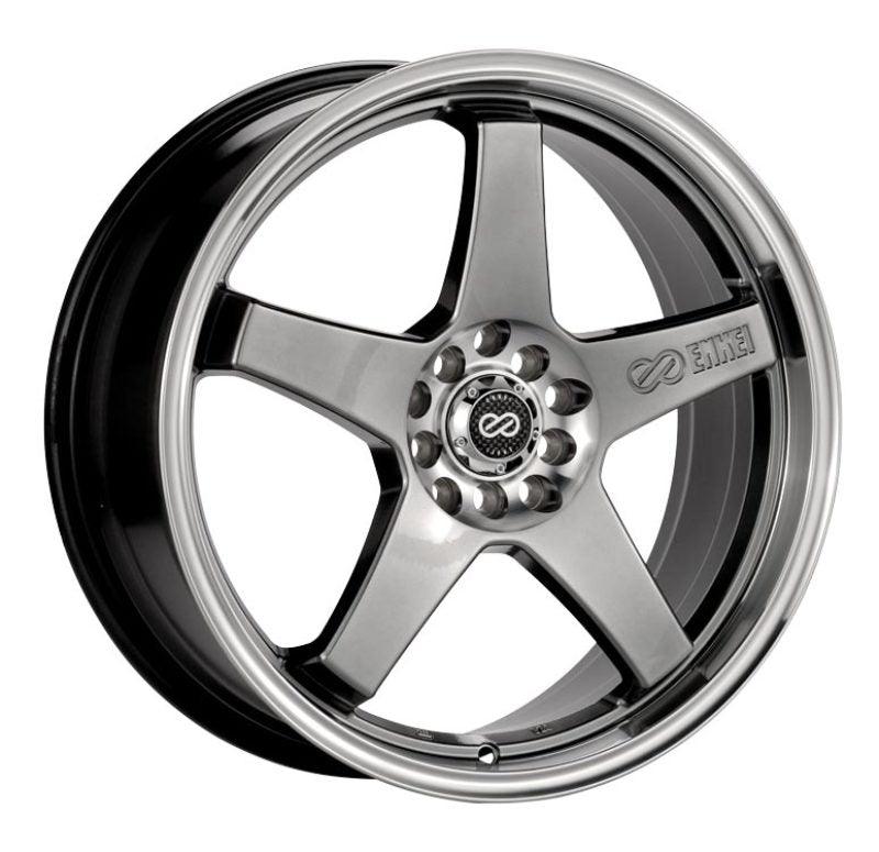 Enkei EV5 17x7 5x100/114.3 45mm Offset 72.6 Bolt Diameter Hyper Black w/ Machined Lip Wheel - Attacking the Clock Racing
