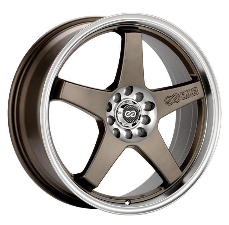 Enkei EV5 17x7 5x100/114.3 45mm Offset 72.6 Bolt Diameter Matte Bronze w/ Machined Lip Wheel - Attacking the Clock Racing