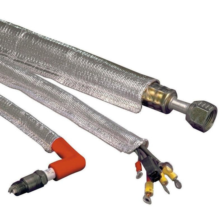 DEI Heat Sheath 1-1/4in I.D. x 3ft - Aluminized Sleeving - Sewn Edge - Attacking the Clock Racing