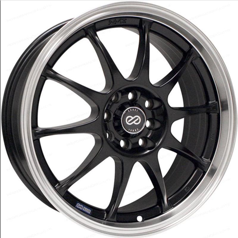 Enkei J10 16x7 5x100/114.3 38mm Offset 72.62mm Bore Dia Matte Black w/ Machined Lip Wheel - Attacking the Clock Racing