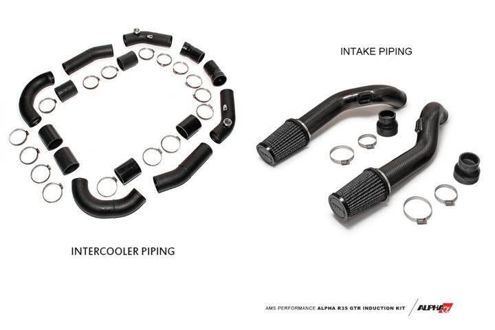 AMS Performance GT-R R35 Induction Kit w/Stock Turbos / Alpha I/C/Carbon Manifold/TB/TiAL Flanges - Attacking the Clock Racing