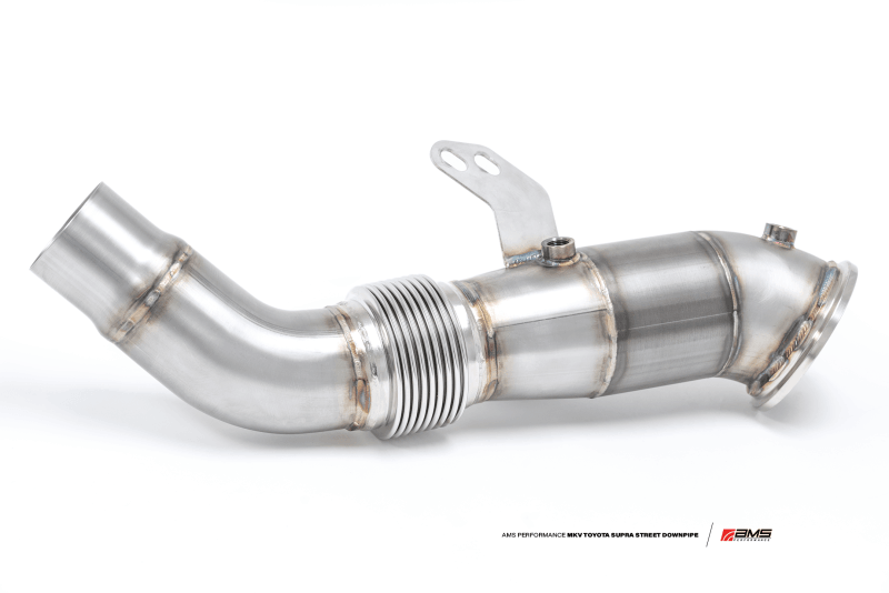AMS Performance 2020+ Toyota Supra A90 Street Downpipe w/GESI Catalytic Converter - Attacking the Clock Racing