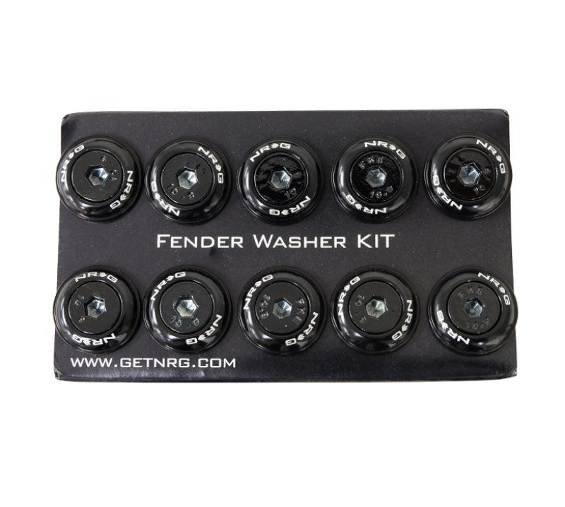 NRG Fender Washer Kit w/Color Matched M6 Bolt Rivets For Plastic (Black) - Set of 10 - Attacking the Clock Racing
