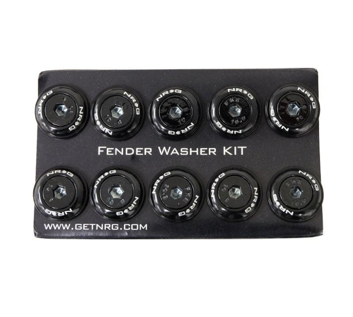 NRG Fender Washer Kit w/Color Matched M6 Bolt Rivets For Plastic (Black) - Set of 10 - Attacking the Clock Racing