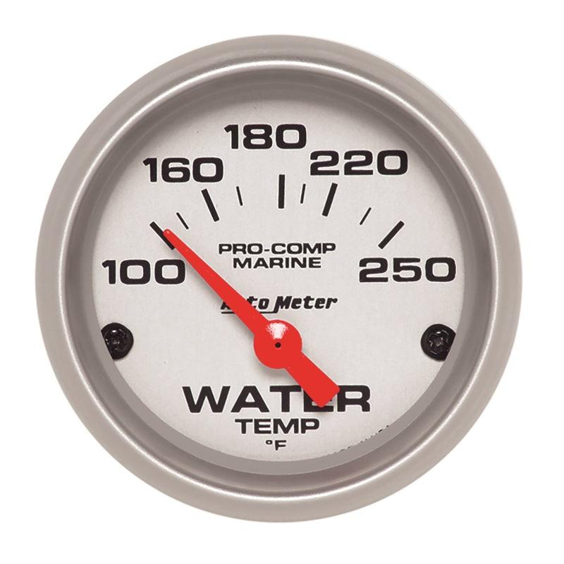 Autometer Water Temp Gauge 2 1/6in 100-200 Degree F Electric Marine Silver - Attacking the Clock Racing