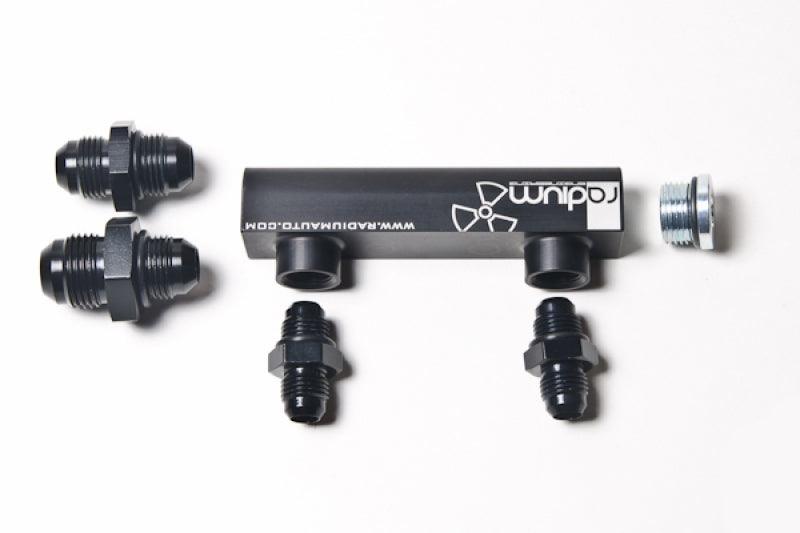 Radium Engineering Universal 4-Port Manifold - Black W/ Logo - Attacking the Clock Racing