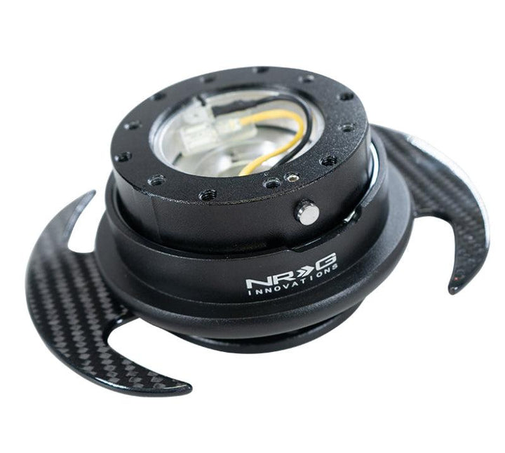 NRG Quick Release Kit Gen 3.0 - Black Body / Black Ring w/ Carbon Fiber Handles - Attacking the Clock Racing