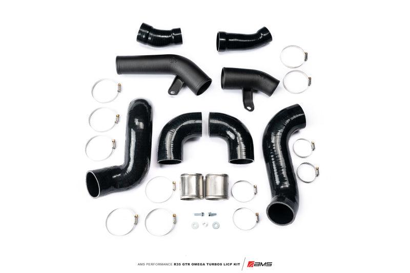 AMS Performance Nissan R35 GTR Omega Turbo Kit 3in Lower Intercooler Pipes - Attacking the Clock Racing