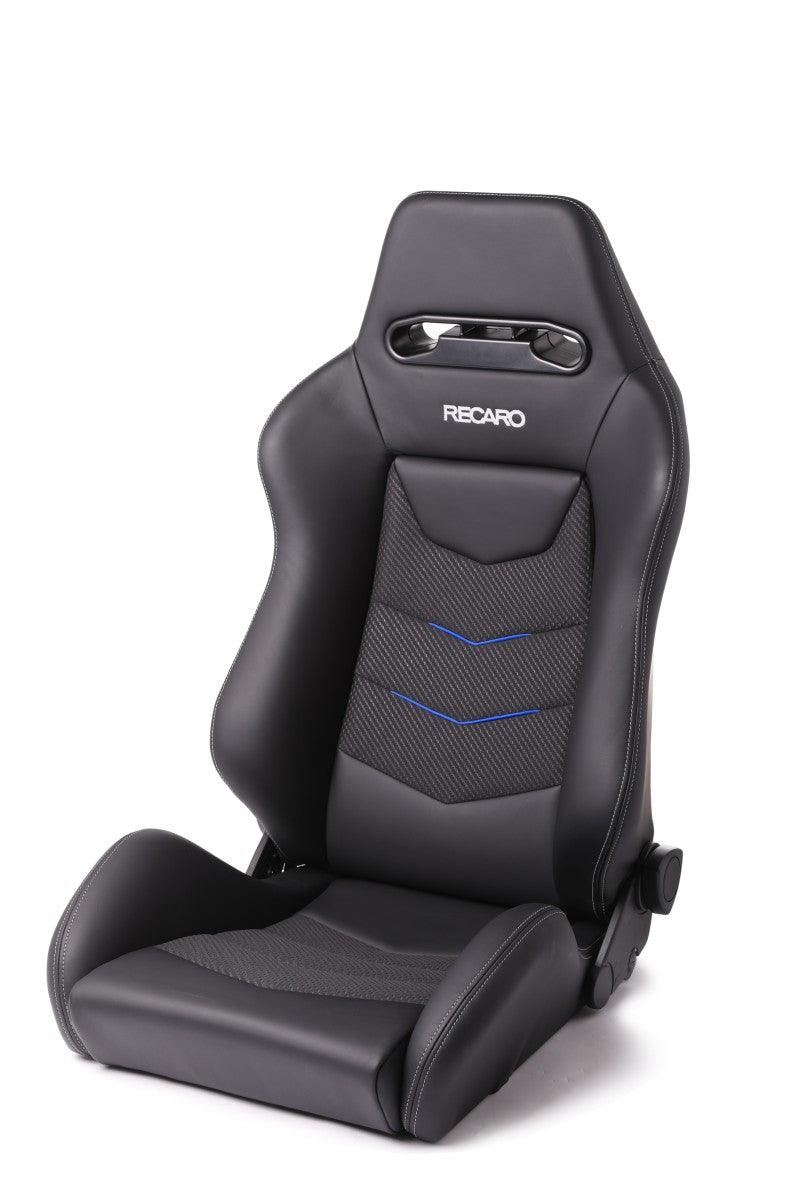 Recaro Speed V Driver Seat - Black Leather/Blue Suede Accent - Attacking the Clock Racing