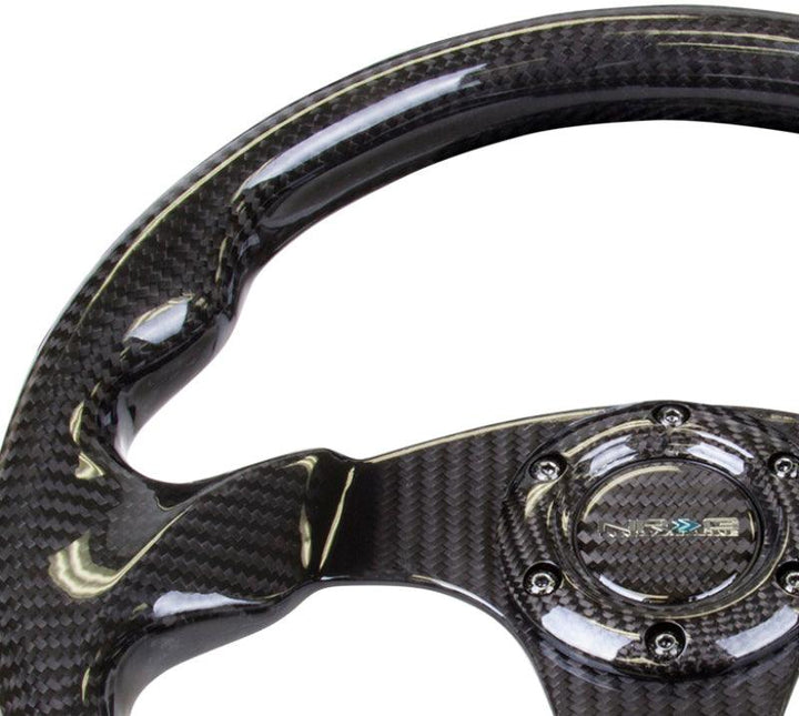 NRG Carbon Fiber Steering Wheel (320mm) Flat Bottom w/Shiny Black Carbon - Attacking the Clock Racing