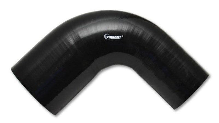 Vibrant 3in ID x 3.5in ID x 4in Long Gloss Black Silicone 90 Degree Transition Elbow - Attacking the Clock Racing