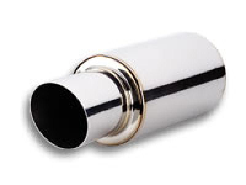 Vibrant TPV Turbo Round Muffler (17in Long) with 4in Round Tip Angle Cut - 3in inlet I.D. - Attacking the Clock Racing