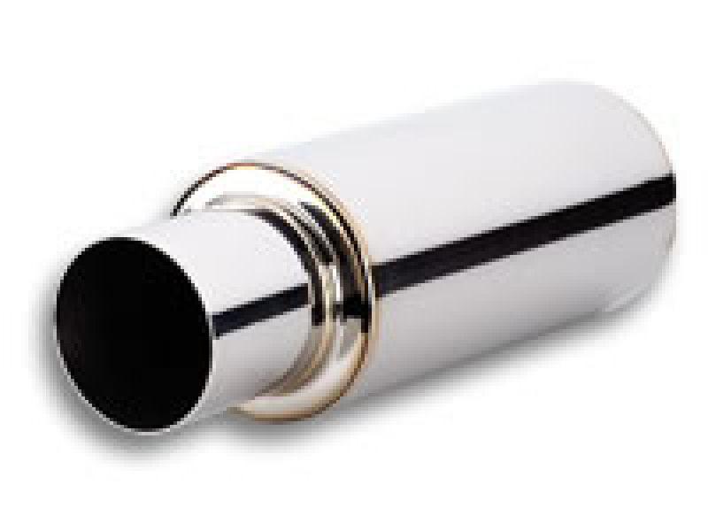 Vibrant TPV Turbo Round Muffler (23in Long) with 4in Round Tip Straight Cut - 3in inlet I.D. - Attacking the Clock Racing