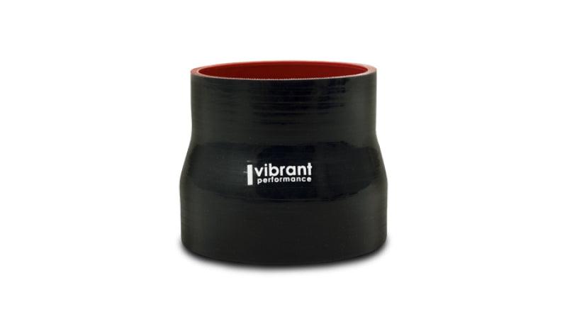 Vibrant 3.5in I.D. x 4.250in I.D. x 4.5in Long 4 Ply Gloss Black Silicone Transition Hose - Attacking the Clock Racing