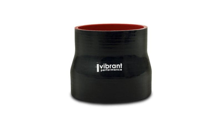 Vibrant 3.5in I.D. x 4.250in I.D. x 4.5in Long 4 Ply Gloss Black Silicone Transition Hose - Attacking the Clock Racing