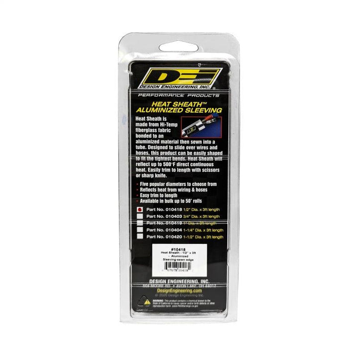 DEI Heat Sheath 1/2in I.D. x 3ft - Aluminized Sleeving - Sewn Edge - Attacking the Clock Racing