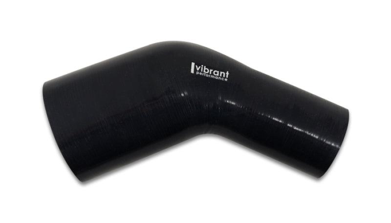 Vibrant 2.50in ID x 3in ID Gloss Black Silicone 45 Degree Transition Elbow - Attacking the Clock Racing