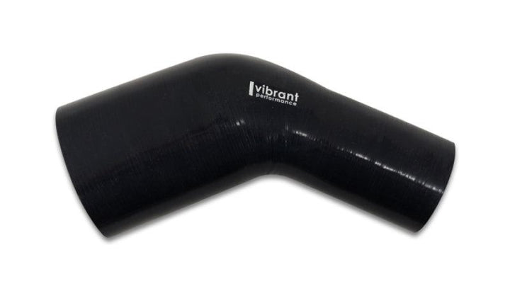 Vibrant 3.50in ID x 4in ID Gloss Black Silicone 45 Degree Transition Elbow - Attacking the Clock Racing
