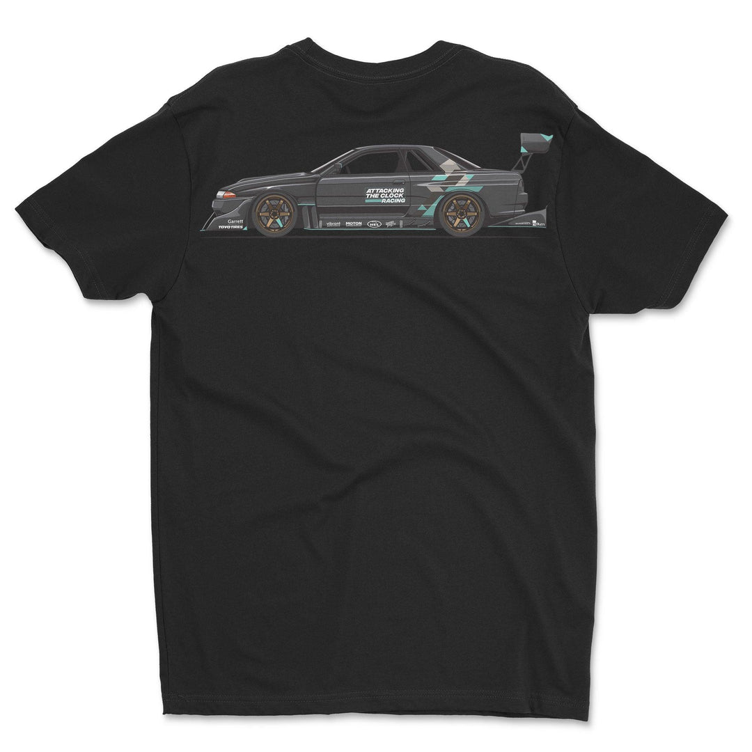 R32 GTR Time Attack Shop Build T-Shirt - Attacking the Clock Racing