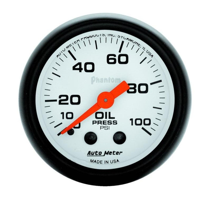 Autometer Phantom 52mm 0-100 PSI Mechanical Oil Pressure Gauge - Attacking the Clock Racing