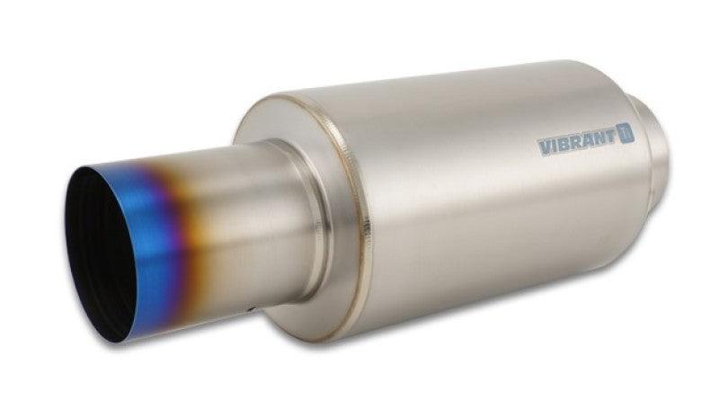 Vibrant Titanium Muffler w/Straight Cut Burnt Tip 4in Inlet / 4in Outlet - Attacking the Clock Racing