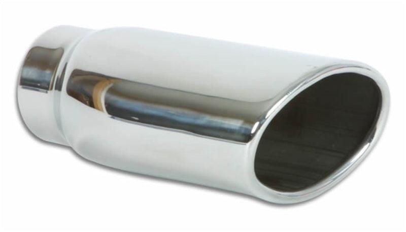 Vibrant 4.5in x 3in Oval SS Exhaust Tip (Single Wall Angle Cut Rolled Edge) - Attacking the Clock Racing