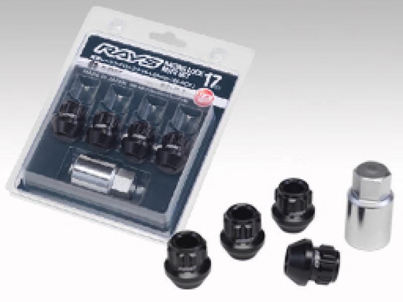 Rays M12x1.50 Short Type (L25) 17 Hex Lug Nut Set - Black - Attacking the Clock Racing